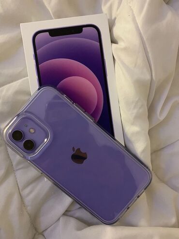 Apple iPhone: IPhone 12, 64 GB, Deep Purple, Simsiz şarj, Face ID, Sənədlərlə