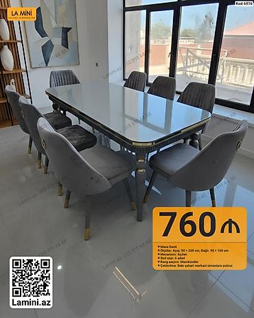 Masa dəsti – kod: 6916 - Masa ölçüləri: açıq 90×200 sm, bağlı 90×160