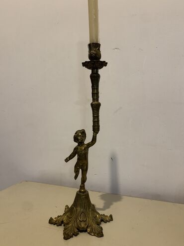 Винтажный французский ангел-факел, бронзовый подсвечник.Высота 39 см
