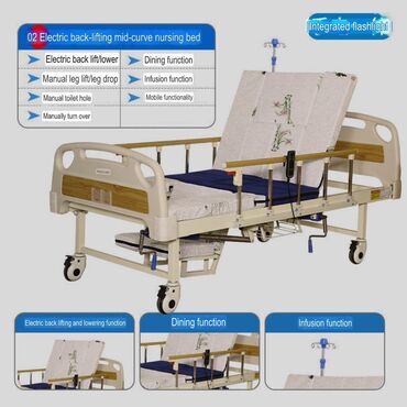 Медицинская мебель: Многофункциональная кровать с туалетом и матрасом, новые 24/7 доставка — 4