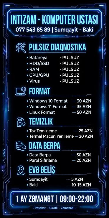 ugur isə duzəltmə: 💻 *İNTİZAM - KEYFİYYƏTLİ KOMPUTER USTASI* 📞 077 543 85 89 | Sumqayıt - — 1