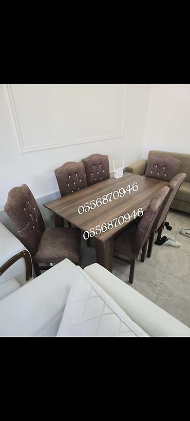 ders masa: Qonaq otağı üçün, Yeni, Açılmayan, Dördbucaq masa, 6 stul — 8