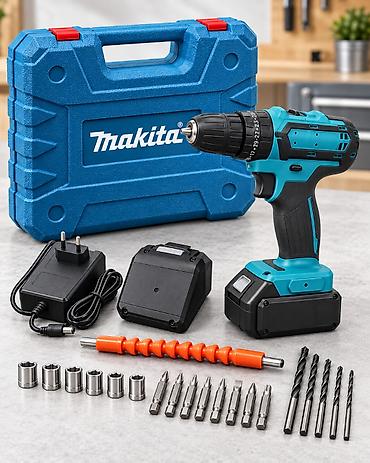 Крепежные инструменты: Аккумуляторный шуруповёрт Makita с набором инструментов в кейсе! ⚡ — 2