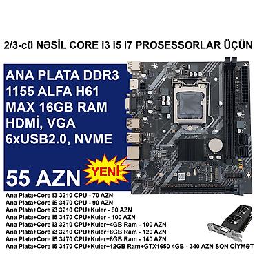 Ana platalar: Kompüter üçün Ana Platalar ⭐DDR3 LGA 1155 Asus H61 M-E (İşlənmiş) - 40 — 4
