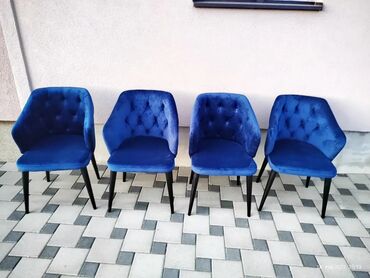Nameštaj: Trpezarijska stolica, bоја - Tamnoplava, Novo