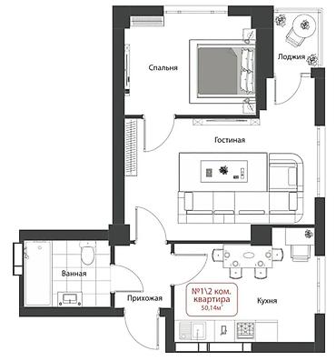 для аптеки: Строится, Элитка, 2 комнаты, 50 м² — 5