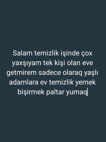 работа уборщицы на неполный рабочий день: Ev xidmətləri – təmizlik, yemək bişirmə, paltar yuma Mətndə at lalafo.az работа уборщицы на неполный рабочий день: Ev xidmətləri – təmizlik, yemək bişirmə, paltar yuma Mətndə