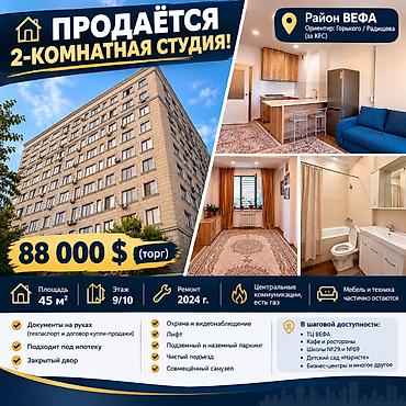 29: Студия, 45 м², Вефа ТЦ Элитка, 9 этаж, Свежий ремонт — 1