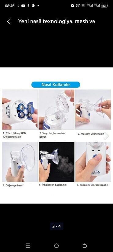 İnqalyatorlar, nebulizerlər: Yeni model,daşına bilən nebulayzer-inqalyator. Öz sinfində Satış — 9