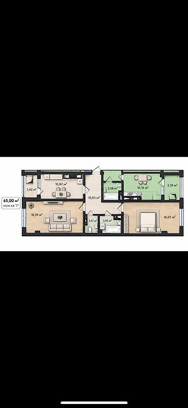 8: 2 комнаты, 65 м², Технопарк Элитка, 8 этаж, ПСО (под самоотделку) — 2