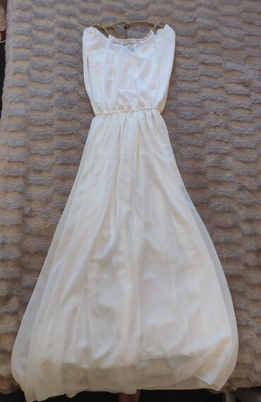 белый платя: Вечернее платье, Длинная модель, С рукавами