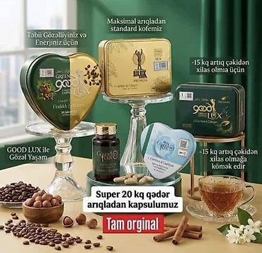 karnitin: Məhsul: Good Lux – yaşıl qəhvə və kapsullar Təsvir: - Premium Green — 2