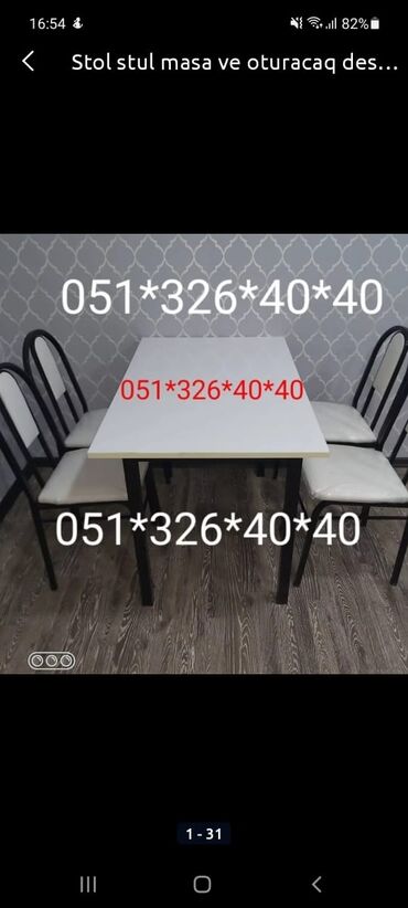 Sifarişlə masa və oturacaq dəstləri: Dördbucaq masa, Mətbəx üçün, Qonaq otağı üçün, Dəhliz üçün, 4 nəfər, Açılan, Azərbaycan, Zəmanətli — 11