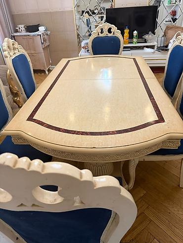 Qonaq otağı üçün, İşlənmiş, Oval masa, 6 stul