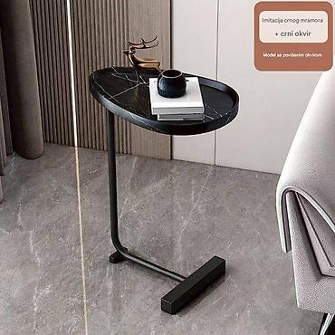 klub sto ikea: Sofa/bočni sto sa C-okvirom – imitacija crnog mermera, crni metalni — 1