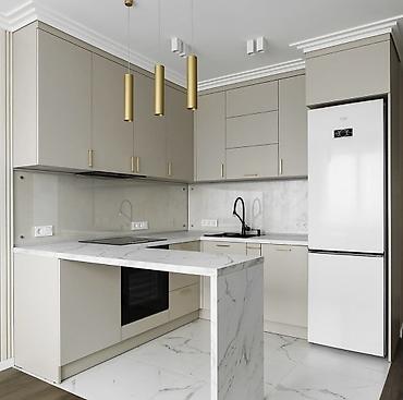 silver kitchen: Кухонный гарнитур в современном минималистичном стиле, планировка — 1