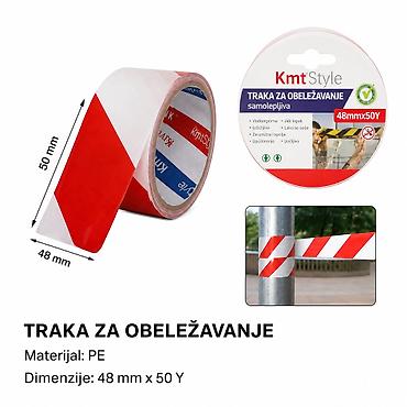KMT Traka upozorenja (crvena i bela) 2708178 Samolepljiva traka za