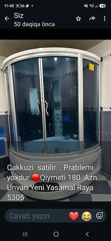 duru yağ: Cakkuzi tipli duş-kabina satılır. Oval formalı, sürgülü şüşə qapılar — 1