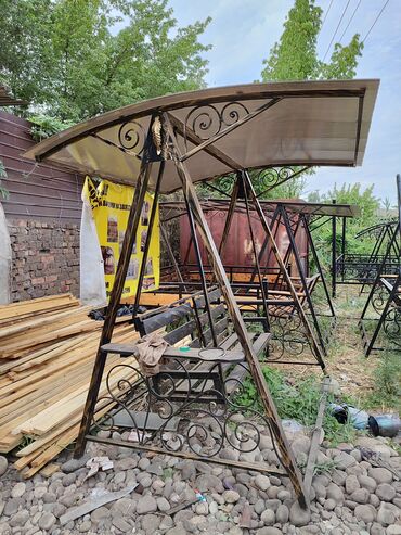 Садовые качели: Садовые качели Металл, Со спинкой, С крышей — 18