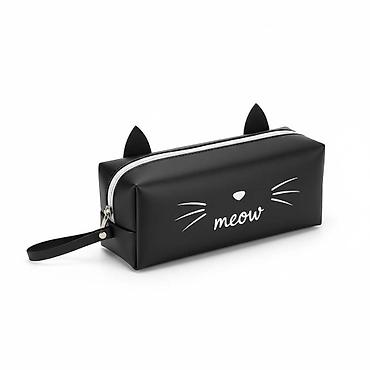 Личные вещи: Сумочка, сумка с рисунком кошачьей мордочки “MEOW” — мягкая — 1
