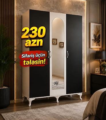 Dolablar: Üç qapılı paltar dolabı – 230 AZN. - Rəng: qara-ağ kombinasiyası - — 1