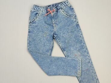 szerokie jeansy dziewczęce: Spodnie jeansowe, 4-5 lat, 110, stan - Dobry