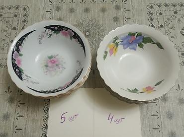 Наборы посуды: Разные цены. Блюда, тарелки: 1) 4 шт больших фарфор.блюда, как — 3