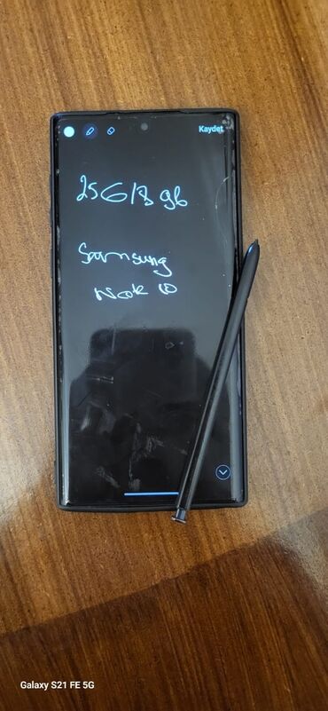 Samsung: Samsung Note 10 5G, 256 GB, rəng - Gümüşü, Qırıq, Barmaq izi, İki sim kartlı