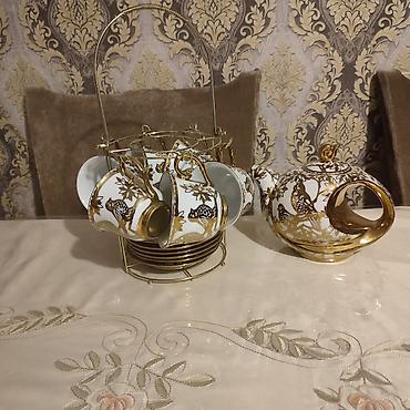 çaynı serviz: Çay dəsti, rəng - Qızılı — 3