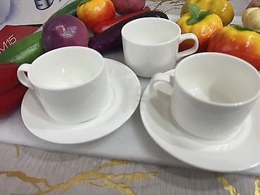 Qab-qacaq və mətbəx ləvazimatları: Çay dəsti, rəng - Ağ, Keramika, 3 nəfərlik — 9