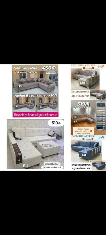 Divanlar: Künc divan, Yeni, Açılan, Bazalı, Vеlur parça, Pulsuz çatdırılma — 4