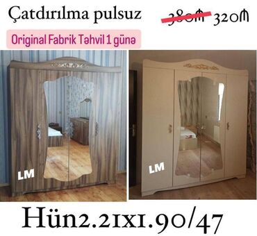 Masa və oturacaq dəstləri: Dolab 4 qapılı fabri̇k i̇stehsali qiymət : 320₼ mebellərimiz