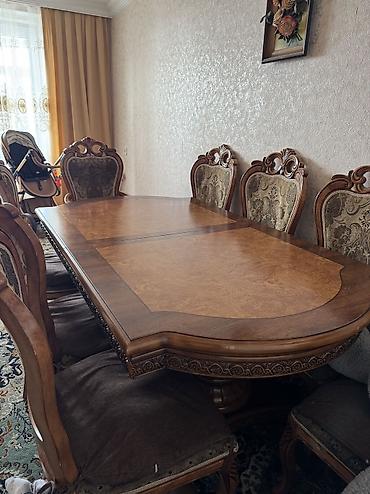 malaziya stol: İşlənmiş, Açılan, 8 stul — 2