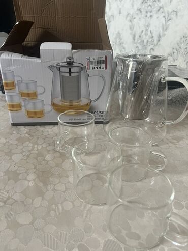 Mətbəx aksesuarları: Çay dəsti, Şüşə, 4 nəfərlik