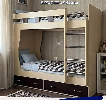 oğlan şəkiləri: İki mərtəbəli uşaq çarpayısı - Ölçülər: D 90 × H 180 × U 200 sm — 1