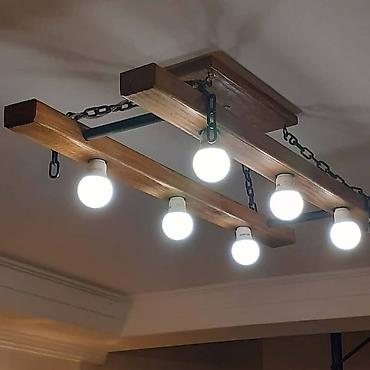 Люстры: Люстра из дерева Подвесной светильник в стиле лофт/рустик из массива — 10