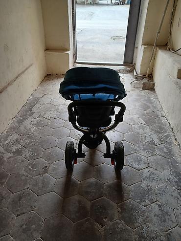velosiped 3 təkərli: Uşaq üçtəkərli velosiped/körpə arabası 2-si 1-də - Rəng: mavi (göy) — 4