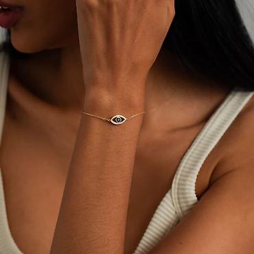 Наборы украшений: КОМПЛЕКТ. Элегантное золотистое колье с подвеской в форме глаза и — 5