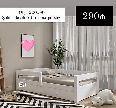 tibbi carpayi: Uşaq/yeniyetmə çarpayısı – ağ rəngli, minimal dizayn. - Ölçü: 200x90 — 1