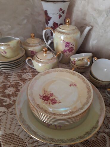 rusiyada iş elanları: Çay dəsti, rəng - Qızılı, Farfor, 6 nəfərlik, Almaniya