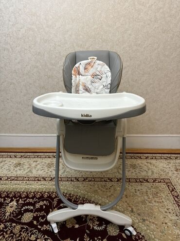 Yemək masaları, oturacaqları: Kidilo uşaq yemək stulu - Rəng: boz-ağ, naxışlı yumşaq içlik yastığı — 1