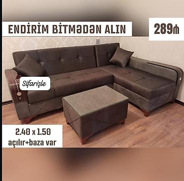 divan: Künc divan dəsti - Ölçü: 2.40 x 1.50 m - Açılır mexanizmli - Baza — 1