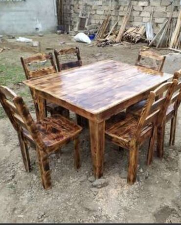 Bağ, çöl oturacaqları: Taxta yemək dəsti – müxtəlif modellər - Material: tam ağac (kənd — 5