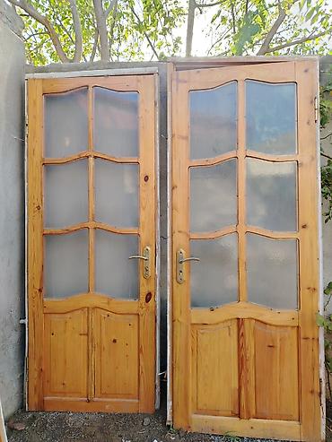 Ev və bağ: Məhsul: Şüşəli taxta qapılar (3 ədəd) Təsvir: - Material: təbii ağac — 2
