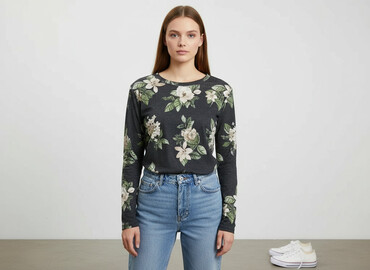 eleganckie czarne bluzki z krótkim rękawem: BODY FLIRT, T-shirt damski, rozmiar XS
