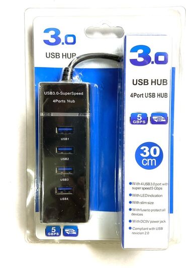 Другие аксессуары для компьютеров и ноутбуков: USB3.0-SuperSpeed 4Ports Hub Xüsusiyyətləri: USB 1.1 və USB 2.0