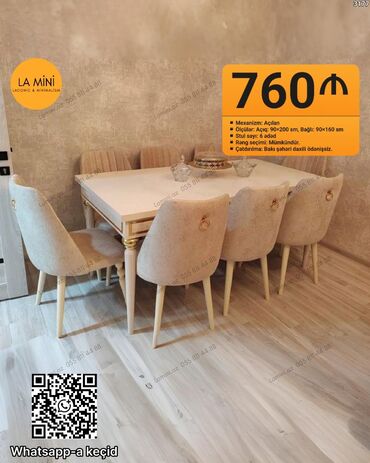 прозрачный стол: Qonaq otağı üçün, Açılan, Dördbucaq masa, 6 stul lalafo.az -da прозрачный стол: Qonaq otağı üçün, Açılan, Dördbucaq masa, 6 stul