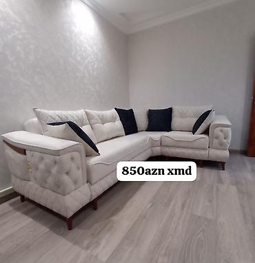 divan temizleyen aparat: L‑formal künc divan - Rəng: açıq krem - Forma: L‑şəkilli, sağ künclü — 1