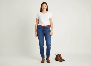 jeans mom slim fit stradivarius: M&Co, Jeansy damskie, rozmiar L