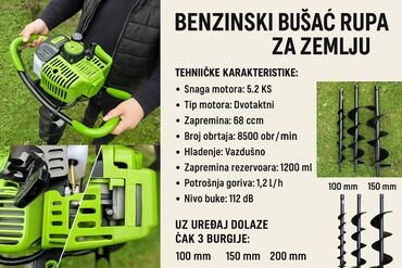 stone busilice: 🔥 BENZINSKI BUŠAČ RUPA ZA ZEMLJU – 5.2KS 🔥 💪 Idealno rešenje za sadnju